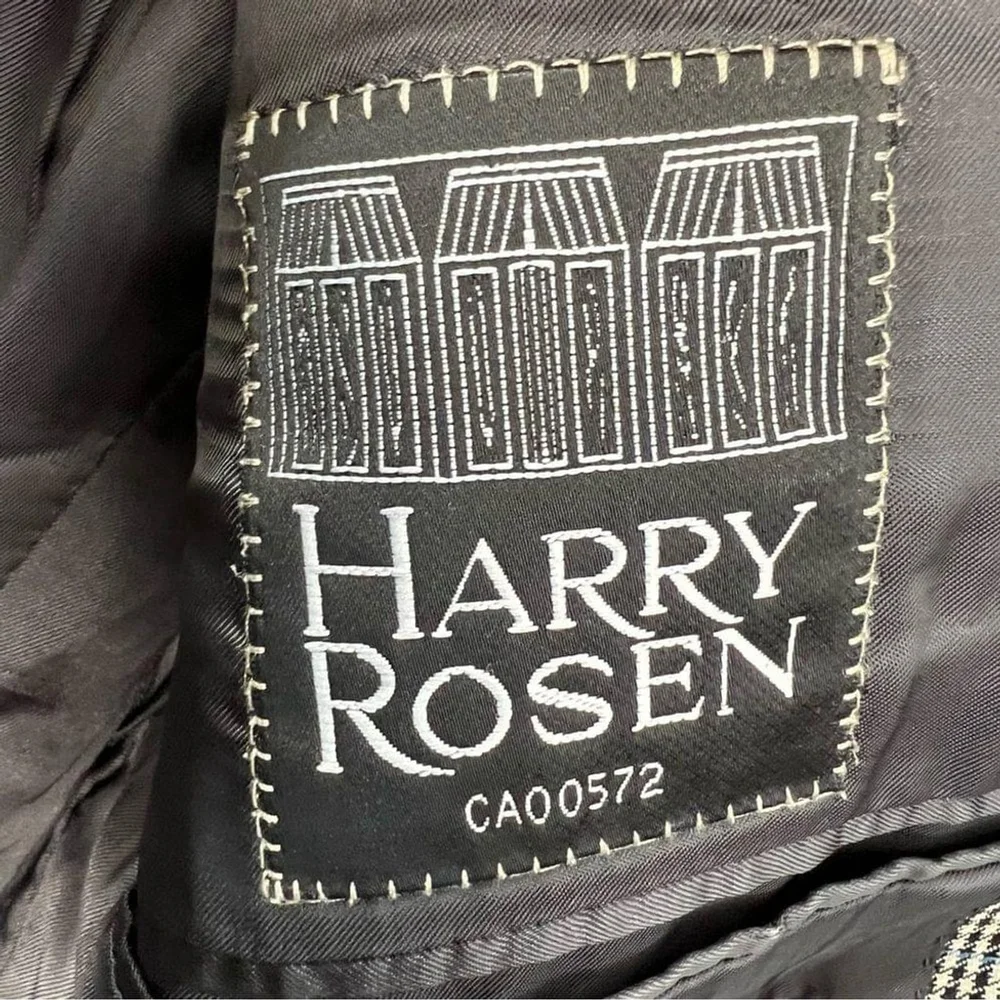 Harry Rosen Italian pure wool black white check plaid preppy jacket blazer IT 50